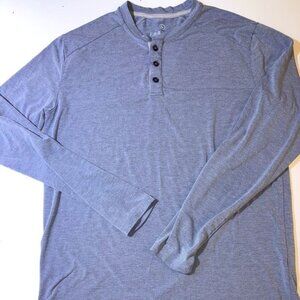 Free Fly Apparel Bamboo Long Sleeve Henley Tee Shirt Men’s Size L Outdoor Blue